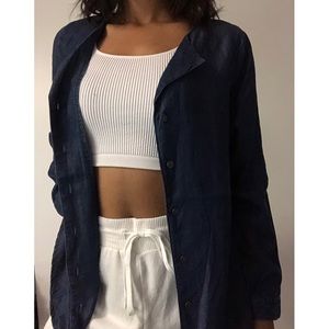 BLUE TENCEL BUTTON UP SHIRT